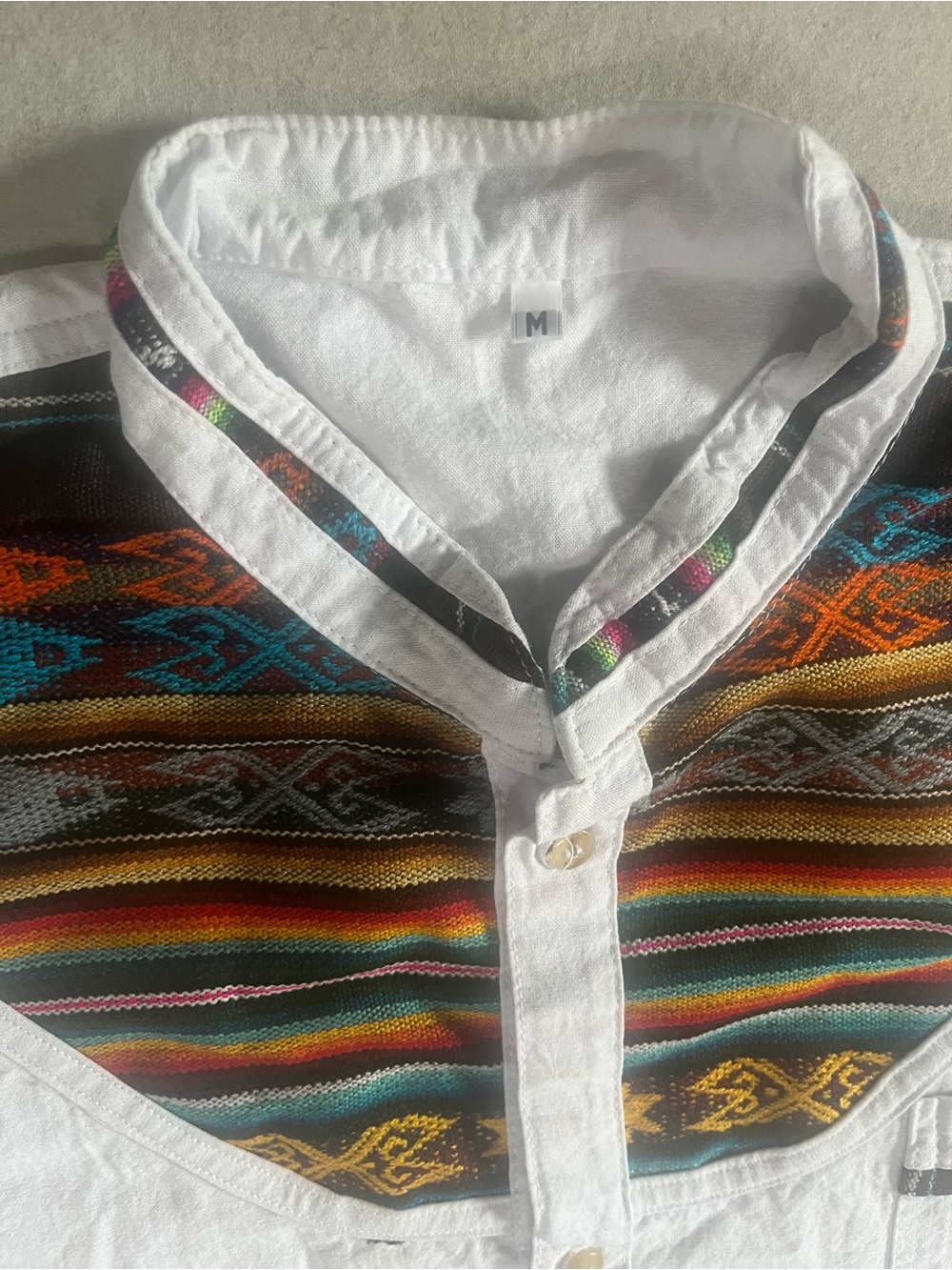 White artisans  embroidery colorful shirt